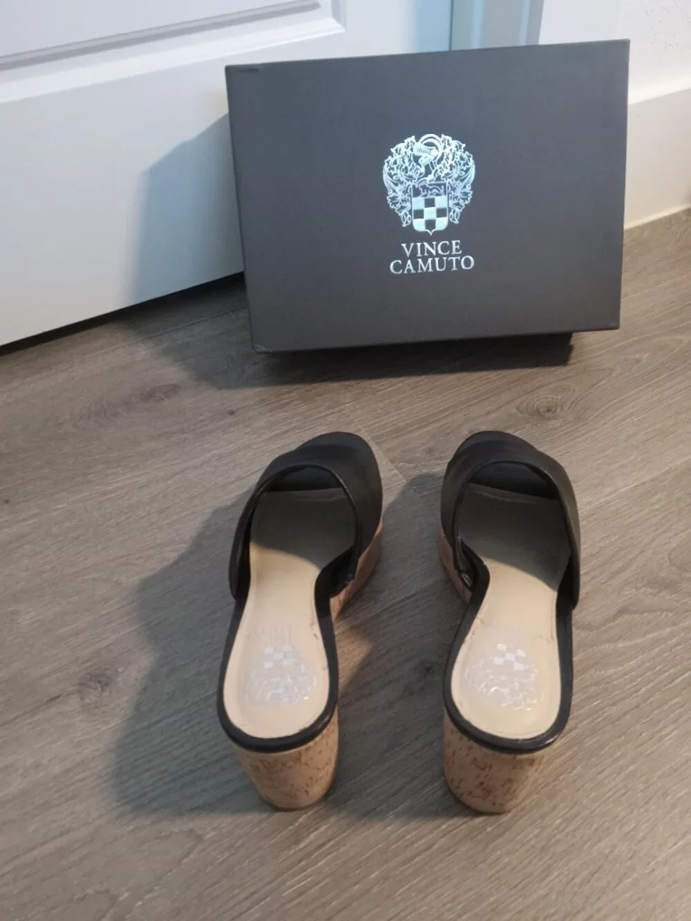 Vince Camuto Gadgen Platform Wedge Sandal, Black, Size 7½ M, Worn Once, Like New